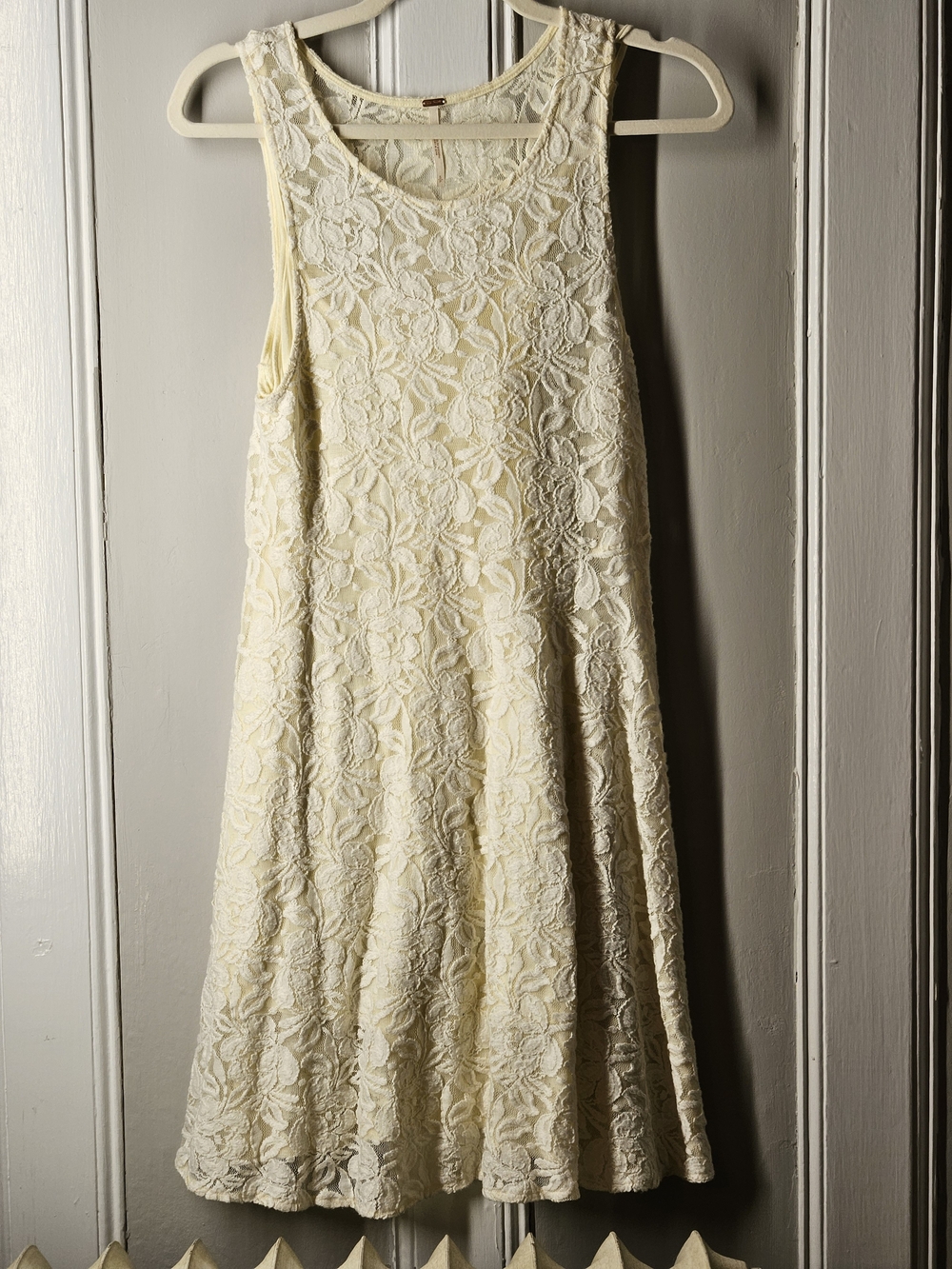 Free People Cream Floral Lace Mini Dress Sz S